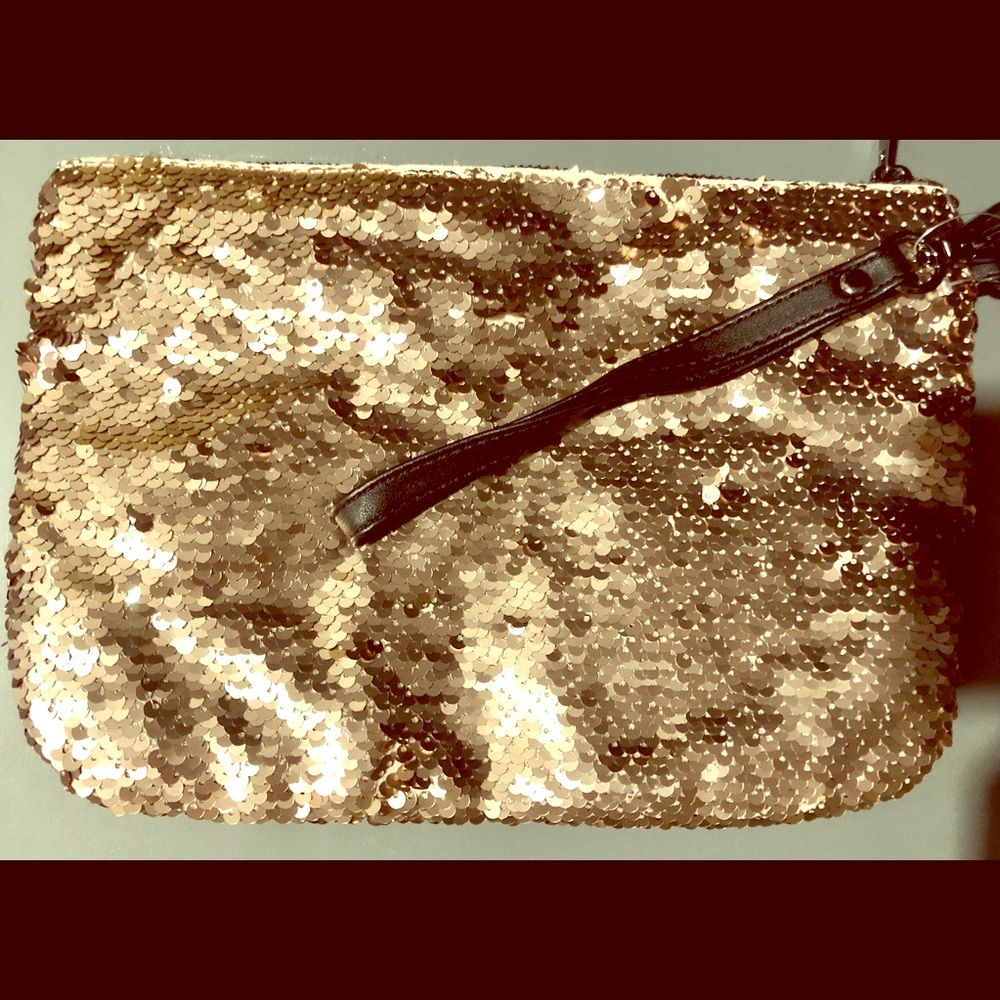 Gold sequin wristlet